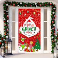 Miniatyrbilde 1 av 5: Juledekorasjon Dørskilt Happy Grinchmas Font Veranda Skilt Vinter Nyttår Jul Julepynt og Tilbehør til Hjemmefest