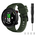 Miniatyrbillede 3 af 5: Garmin Forerunner 45S Holdbar Sort Silikon Urrem med Spænde - Militærgrøn Grøn