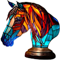 Miniatyrbillede 3 af 4: Farvet Glas Dyr Bordlampe, Bohemian Harpiks Dyr Lampe til Soveværelse Stue Hjemmekontor Dekoration Gave (Hest)