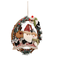 Miniatyrbillede 4 af 5: Udendørs Julekrans - Julepynt Julemand Snemand Elg Vine Ring Vedhæng Lille Arbejde Rattan Garland Ornamenter