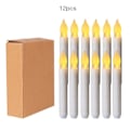 Miniatyrbillede 2 af 3: 12 stk. Flammeløse Elfenbensfarvede Spidse Lys med Flimrende LED Varmt 3D Væge Lys Vindue Lys Ægte Voks Julehjem Bryllup Dekoration