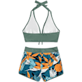 Pikkukuva 3 / 5: Bikinin setti halter-kauluksella ja lehtikuviolliset shortsit, vihreä XL