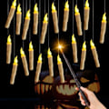 Miniatyrbillede 1 af 5: REMAKE Halloween dekoration, 20 flameløse hængende lys i elfenben med fjernbetjening