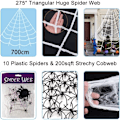 Miniatyrbillede 4 af 5: REMAKE Halloween Edderkop, 200cm Kæmpe Edderkop, Halloween Udendørs Dekoration med 7m Trekant Web 20g Udvidbar Edderkop Web 10 Plastik Edderkop, Gys