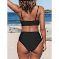 Miniatyrbilde 4 av 5: Elegant crossover bustier bikinisett for kvinner Svart XL