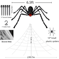 Miniatyrbilde 3 av 5: REMAKE Halloween-edderkopp, 200 cm gigantisk edderkopp, Halloween utendørs dekorasjon med 7 m trekantnett 20 g utvidbart edderkoppnett 10 plast edderkopper, skrekk