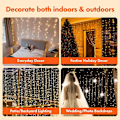 Miniatyrbilde 3 av 5: 3M LED-lysstreng, fedekorasjon, USB-drevet gardinlys, 8 moduser for hjem, hage, julefest, nyttår, bryllup, flerfarget, 300 LED (3M x 3M)