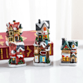 Miniatyrbillede 5 af 5: Naievear Julepynt Lysende Udsmykning i Europæisk Stil Mikrolandskab Fadet Miniaturehus Figur Display til Hjem D