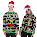 Miniatyrbillede 3 af 5: Juletræ-dovendyr print unisex sweater med rund hals efterår langærmet sweater H10Y XL