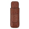 Miniatyrbillede 2 af 4: Cigar Etui Holder PU Læder Brun 2 Finger Cigar Bæretaske med Forlomme Bærbar til Jubilæum Fars Dag Gave
