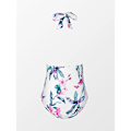 Miniatyrbillede 3 af 5: Dametøj Halter Neck Monokini V-udskæring Badetøj Mavekontrol Hvid/blomster L