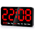 Miniatyrbild 2 av 5: REMAKE Digital Väggklocka, 9 Tums LED Digital Klocka med 12/24h, Stora Siffror, Liten Tyst Väggklocka SvartRöda Bokstäver