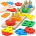 Miniatyrbillede 1 af 5: Montessori-inspirerede trælegetøj til sortering og stable, til farvegenkendelse
