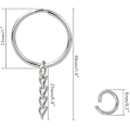 Miniatyrbillede 2 af 3: 50 stk. Nøglering Blanks Split med Link Kæde og Springringe Metal Nøgleringe Juni 6.15 25mm