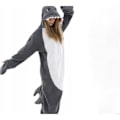 Miniatyrbillede 3 af 3: Langærmet Casual Tegneserie Onesie Pyjamas Grå Haj Sød Hjemmetøj Med Hætte M