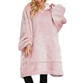 Miniatyrbillede 1 af 5: REMAKE Oversize Pullover Sweatshirt Hættetrøje Robe Kvinders Tæppe Hætte Flanel Knusende Tæppe Sweatshirt Tæppe Voksen Lys Rosa