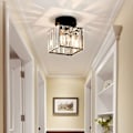 Miniatyrbilde 2 av 5: REMAKE Moderne Inngangskrystal Taklampe, E27 Mini Krystall Lysekrone, LED Taklampe Kvadratisk Lampeskjerm Lamper (Svart)