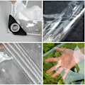 Pikkukuva 4 / 5: 1,5m x 1,8m Ulkoilmakäyttöön sopiva läpinäkyvä PVC-muovipressu silmukoilla - Vedenpitävä, tuulenpitävä, repeytymiskestävä suoja kasveille