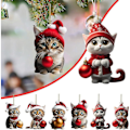 Miniatyrbild 1 av 5: Julgranshänge med katt, 2D akryl julgranshänge med katt, julgranshänge med katt, julklapp [HK] 6 st -B
