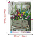 Miniatyrbillede 3 af 5: REMAKE (30 × 40 cm, Blomst J) DIY Diamantmaleri, Blomster 5d Diamant P
