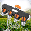 Miniatyrbillede 2 af 5: Way Havevandingsfordeler med 4 Ventiler 3/4 Tommer Heavy Duty Slange Vandmanifold Stik til Udendørs Hane Adapter