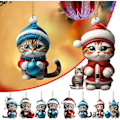 Miniatyrbilde 2 av 5: Juletrærpynt med katt, 2D akryl juletrærpynt med katt, juletrærpynt med katt, julegave [HK] 8 stk