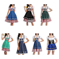 Pikkukuva 4 / 5: REMAKE Naisten Oktoberfest-asu Aikuisille Dirndl Saksalaisen Perinteinen Baijerilainen Olutkarnevaali Fraulein Cosplay Puku Palvelijan Mekko Asuste - Tummansininen XL