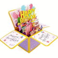 Pikkukuva 2 / 4: 3D Pop Up - Syntymäpäiväkortti, Ainutlaatuinen ja Hauska Isänpäiväkortti Värikkäillä Kukinilla ja Perhosilla