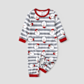 Pikkukuva 4 / 5: Jouluperheen sopivat Santa & raidallinen pitkähihainen pyjamasetti (liekinsuojattu) Harmaa Vauva 12-18kk