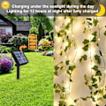 Pikkukuva 2 / 5: Aurinkokennovalot ulkokäyttöön 100LED 12M Garland Fairy Lights Keinotekoiset murattilehdet 8 tilaa LED Murattiköynnösvalot vedenpitävät