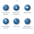 Miniatyrbillede 4 af 5: Øretelefon Bluetooth 5.1 Dobbelt-Mikrofon CVC 8.0 støjreduktion Sort