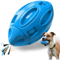 Miniatyrbilde 1 av 4: Aggressive bjeffeleke for hund, gummikule med tyggelyd. Robust og slitesterk, egnet for mellomstore og store hunder. -blå