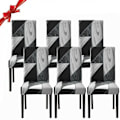 Miniatyrbilde 2 av 5: REMAKE 6-pak Stretch Spisebordstoltrekk (Geometrisk Svart, 6-pak), Uni