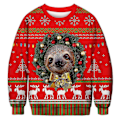 Miniatyrbillede 1 af 5: Juletræ-dovendyr print unisex sweater med rund hals efterår langærmet sweater H10Y XL