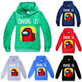 Miniatyrbillede 2 af 4: Among Us Trykt Børne Hoodie Sjov Trøje Tegneserie Trøje Sort Sort 170cm