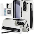 Miniatyrbillede 1 af 5: REMAKE Z Fold 5 Etui, PU Læder Pengebog Etui Kompatibel med Samsung Galaxy Z Fold 5 Med S Pen Holder, Kortlomme & Stativ Hvid Til Galaxy Z Fold 5