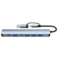 Miniatyrbild 4 av 5: 2-i-1 USB-C / USB-hub med 7 portar USB3.0 för Windows MacOS Grå