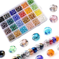 Miniatyrbillede 2 af 5: REMAKE 1200 stk Facetterede Glasperler Rondelle Perler 24 Farver Perler med Opbevaringsboks til DIY Smykke Armbåndsfremstilling Håndværk