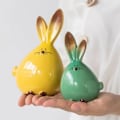 Miniatyrbillede 5 af 5: 2-pak, Søde Langørede Kaninfigurer Dekorationer Skrivebord Keramik Forår Påskekanin