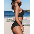 Miniatyrbillede 1 af 5: Elegant crossover bustier bikini sæt til kvinder Sort XL