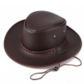 Miniatyrbillede 2 af 5: REMAKE Sort Hat i Sort Jungle Bull Læder, Western Hat, Australsk Hat, Cowboy Hat