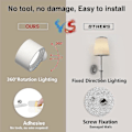 Miniatyrbilde 4 av 5: REMAKE USB Vegglampe, Oppladbar USB-batteri Vegglampe, Varmt/Naturlig/Hvitt Lys, 3 Lysstyrkenivåer, Berøringskontroll White-hao