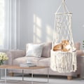 Miniatyrbild 2 av 5: REMAKE Kattbädd Macrame Hängande Djurbädd Vävd Takhängande Kattgunga Djurpresenter Gunga Säng Katt Macrame Hängmatta Med Kvastar