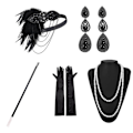 Miniatyrbild 1 av 5: REMAKE 1920-tals Flapper Kostym Huvudband Halsband Handskar Armband Gatsby MD Onesize DD Onesize