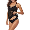 Miniatyrbillede 3 af 4: Sporty 2-delt tankini med push-up sort front cross 40
