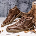 Miniatyrbild 3 av 5: REMAKE Herrskor Stövlar Vinter Hög Topp Läder Skor Mode Bomulls Skor Mode Stövlar Business Casual Utomhus Skor Man Sneakers Ny svart 43