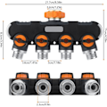 Miniatyrbillede 4 af 5: Way Havevandingsfordeler med 4 Ventiler 3/4 Tommer Heavy Duty Slange Vandmanifold Stik til Udendørs Hane Adapter