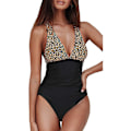 Miniatyrbillede 1 af 5: Dametøj V-hals Plaid Badetøj Vintage Tummy Control Badetøj Leopard L