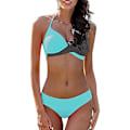 Pikkukuva 2 / 5: Push-up bikinin setti, jossa on halter-kaulakoru & seksikäs halter #1 vaaleansininen 42-44
