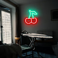 Miniatyrbillede 3 af 5: Rød Grøn Kirsebær Neonlys, Kirsebær Neon Skilte til Vægskilt, Søde Frugt LED Skilte til Børneværelse, Restaurant, Bar, Frugtbutik, Hjem Grøn+R...